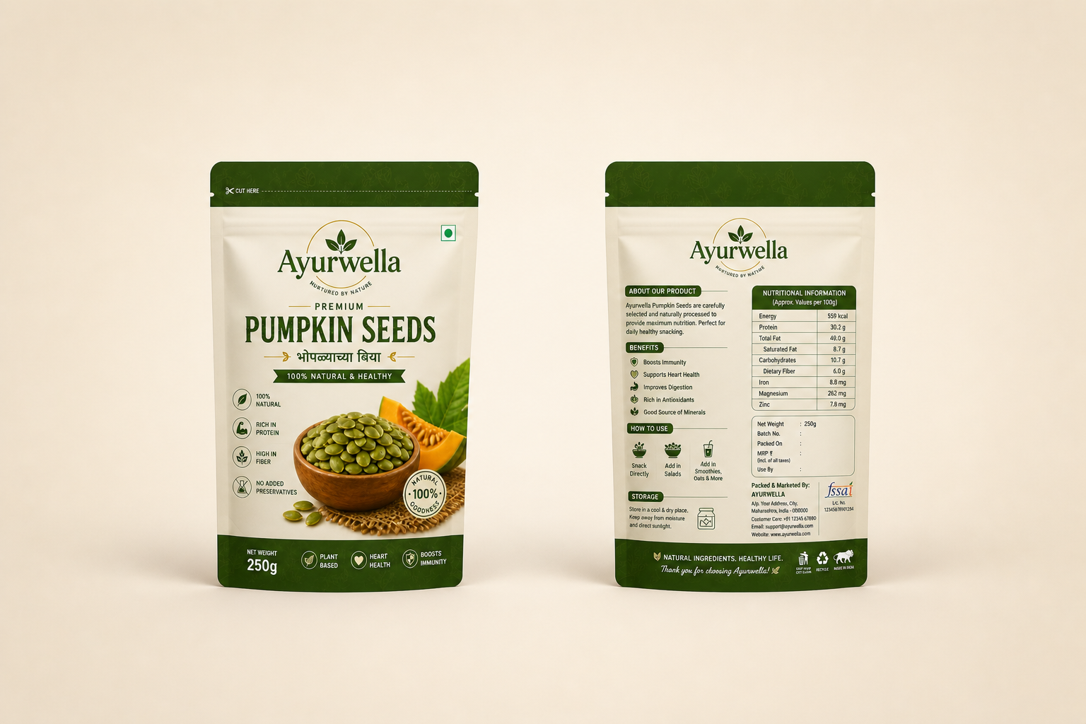 Ayurwella Raw Pumpkin Seeds – Clean, Green & Nutrient Dense Snack
